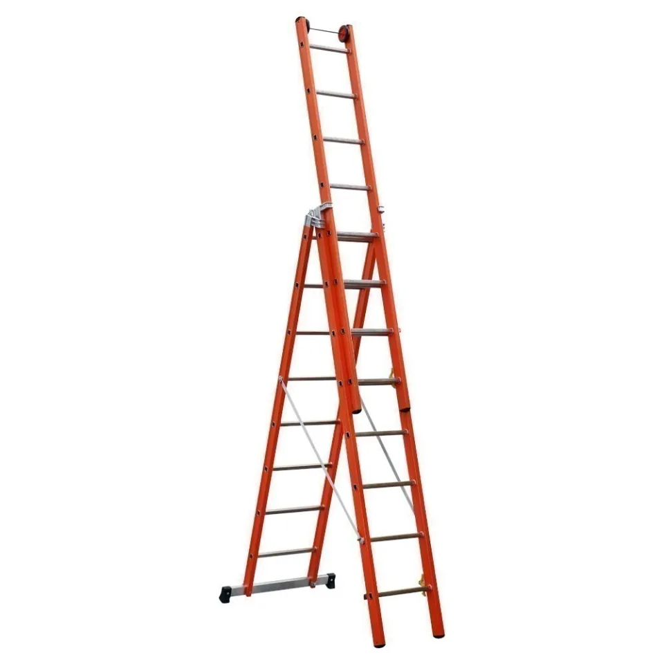 SerIso SPFS3 — Üç Parçalı Fiberglas Elektrik Yalıtımlı Merdiven - Alüminyum ve Fiberglas Merdivenler (SPFS-175)