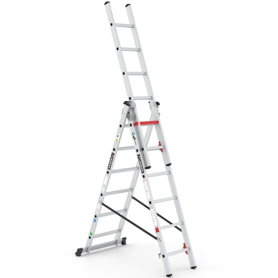 SerStep SP2C — Üç Parçalı Çok Amaçlı Merdiven - Alüminyum ve Fiberglas Merdivenler (SP2-6160)