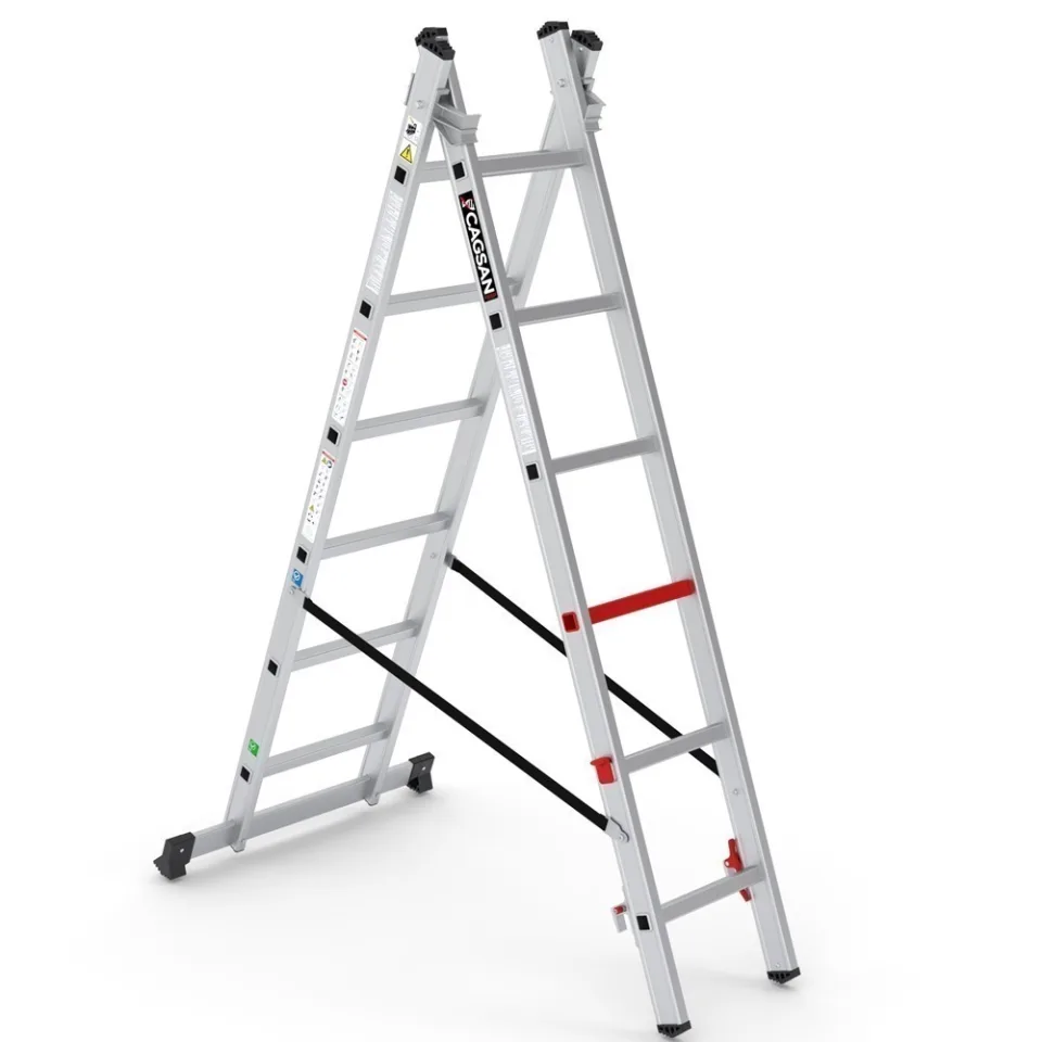 SerStep SP3E — Ekonomik İki Parçalı Çok Amaçlı Merdiven - Alüminyum ve Fiberglas Merdivenler (SP3-55)